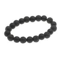 lave volcanique bracelet, avec pierre noire, Rond, bijoux de mode & unisexe, noire, 8mm, Vendu par Environ 7.5 pouce brin