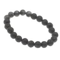 Lava Bracelet, with Labradorite, Round, fashion jewelry & Unisex, black, 8mm, Sold Per Approx 7.5 Inch Strand