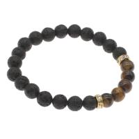 Gemstone Bracelets, with rhinestone brass spacer, Round, gold color plated, different materials for choice & Unisex, 10mm,8mm,7.8*3mm, Sold Per Approx 7.5 Inch Strand