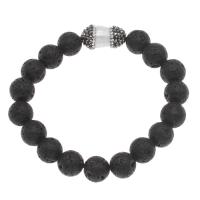 Lava Bracelet, with Freshwater Pearl, Unisex & with rhinestone, black, 19*11mm,10mm, Sold Per Approx 7.5 Inch Strand
