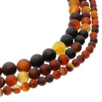Natürliche Streifen Achat Perlen, rund, verschiedene Größen vorhanden & satiniert, Bohrung:ca. 1mm, verkauft per ca. 14.9 ZollInch Strang