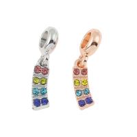 European Style Tibetan Style Dangle Beads, plated, with rhinestone, more colors for choice, nickel, lead & cadmium free, 26x9x3mm, Hole:Approx 4mm, 30PCs/Bag, Sold By Bag