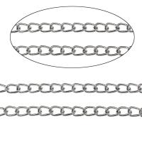Aluminum Chains, silver color plated, twist oval chain, nickel, lead & cadmium free, 9x6x1mm, 100m/Bag, Sold By Bag