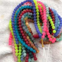 gefärbte Jade Perle, rund, zufällig gesendet & DIY & verschiedene Größen vorhanden & satiniert, gemischte Farben, Länge:ca. 15 ZollInch, 10SträngeStrang/Menge, verkauft von Menge