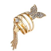 nehrđajućeg Čelik vještački dijamant Finger Ring, Nehrđajući čelik, pozlaćen, modni nakit & različitih stilova za izbor & za žene & s Rhinestone, 42x22mm, Prodano By PC