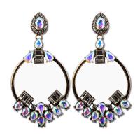 Tibetan Style Drop Earrings, plated, fashion jewelry & for woman & with rhinestone, more colors for choice, nickel, lead & cadmium free, 45x90mm, Sold By Pair