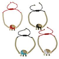 Stainless Steel Jewelry Bracelet, with Nylon Cord, Elephant, plated, Adjustable & different styles for choice & micro pave cubic zirconia & for woman & enamel, 23x18mm,3.5x4mm, Sold Per Approx 6-9 Inch Strand