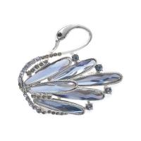 Zinc Alloy Brooches Swan silver color plated Unisex & with rhinestone nickel lead & cadmium free 52*57mm Sold By PC
