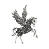 Zinc Alloy Brooches Horse plated Unisex & with rhinestone nickel lead & cadmium free 52*44mm Sold By PC
