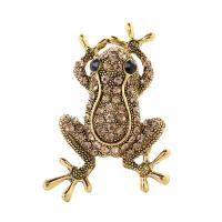 Zinc Alloy Brooches Frog plated Unisex & with rhinestone nickel lead & cadmium free 50*35mm Sold By PC