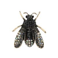 Tibetan Style Brooches, Cicada, antique gold color plated, Unisex & with rhinestone, more colors for choice, nickel, lead & cadmium free, 40*39mm, Sold By PC