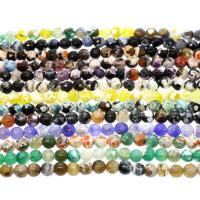 Fire Agate Bead, Runde, forskellig størrelse for valg & facetteret, flere farver til valg, Solgt Per Ca. 14.9 inch Strand