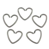 Acier inoxydable anneau ouvert, coeur, durable & bijoux de mode, couleur originale, 12x13x1.50mm, 300PC/sac, Vendu par sac