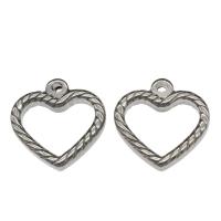 Stainless Steel Heart Pendants, hollow, original color, 18x18x4mm, Hole:Approx 1.8mm, 50PCs/Bag, Sold By Bag