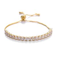 Cubic Zirconia Micro Pave Brass Bracelet, gold color plated, micro pave cubic zirconia & for woman, nickel, lead & cadmium free, 9.5x4.7mm, Sold Per Approx 11.03 Inch Strand