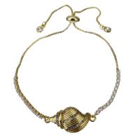 Stainless Steel Jewelry Bracelet, Conch, gold color plated, box chain & for woman, 26.5x13mm,2.5mm, Sold Per Approx 6-9 Inch Strand
