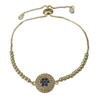 Stainless Steel Jewelry Bracelet, gold color plated, box chain & micro pave cubic zirconia & for woman, 18.5x13.5mm,2.5x3mm, Sold Per Approx 6-9 Inch Strand