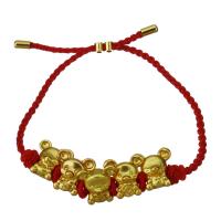 Bijoux bracelet en acier inoxydable, avec corde en nylon, Placage de couleur d'or, Réglable & bijoux de mode & pour femme, 13x13mm,2.5mm, Vendu par Environ 6-8 pouce brin