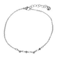 Bijoux bracelet en acier inoxydable, avec 1.5Inch chaînes de rallonge, Réglable & bijoux de mode & chaîne ovale & pour femme, couleur originale, 10x4mm,7x3.5mm, Vendu par Environ 9 pouce brin