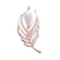 Zinc Alloy Brooches with Cats Eye rose gold color plated for woman & with rhinestone nickel lead & cadmium free 73*38mm Sold By PC