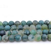 Natürliche Moos Achat Perlen, rund, verschiedene Größen vorhanden & satiniert, Bohrung:ca. 1mm, verkauft per ca. 14.9 ZollInch Strang