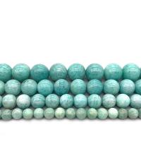 Amazonit Perlen, rund, verschiedene Größen vorhanden, blaugrün, Bohrung:ca. 1mm, verkauft per ca. 14.9 ZollInch Strang