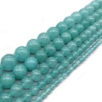 gefärbte Jade Perle, rund, verschiedene Größen vorhanden, blaugrün, Bohrung:ca. 1mm, verkauft per ca. 14.9 ZollInch Strang
