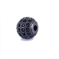 Perles cubes en laiton zircon Micro Pave, Rond, Placage, pavé de micro zircon, plus de couleurs à choisir, protéger l'environnement, sans nickel, plomb et cadmium, 8mm, Trou:Environ 3.6mm, 5PC/lot, Vendu par lot