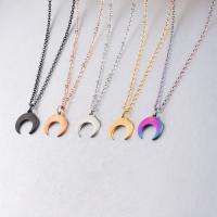 Stainless Steel Jewelry Necklace, Moon, polished, Unisex & oval chain, more colors for choice, Length:Approx 18 Inch, 2Strands/Lot, Sold By Lot