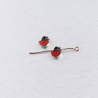 Stainless Steel Beads, polished, enamel, black and red, 9.5x10mm, Hole:Approx 1.8mm, 5PCs/Lot, Sold By Lot