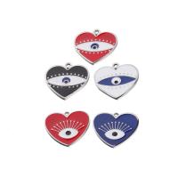 Stainless Steel Pendant, Heart, evil eye pattern & different styles for choice & enamel, 26x24mm,23x23.5mm, Hole:Approx 1.9mm, 2PCs/Bag, Sold By Bag
