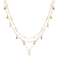 Multi Layer Necklace Zinc Alloy gold color plated three layers & for woman nickel lead & cadmium free Sold By Bag