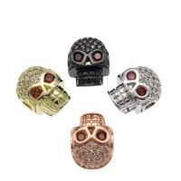 Rhinestone Brass Beads, Skull, plated, vintage & fashion jewelry & DIY & with rhinestone, more colors for choice, nickel, lead & cadmium free, 14x10x7mm, Hole:Approx 2.4mm, 20PCs/Bag, Sold By Bag