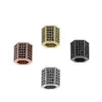 Brass European Beads, Column, plated, vintage & fashion jewelry & DIY & with rhinestone, more colors for choice, nickel, lead & cadmium free, 9x8mm, Hole:Approx 5mm, 10PCs/Bag, Sold By Bag