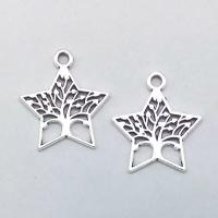 Tibetan Style Star Pendant, antique silver color plated, hollow, nickel, lead & cadmium free, 23x21x1.50mm, Hole:Approx 2mm, 100PCs/Bag, Sold By Bag