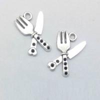 Tibetan Style Pendants, Knife and Fork, antique silver color plated, nickel, lead & cadmium free, 21x14x1.50mm, Hole:Approx 1mm, 100PCs/Bag, Sold By Bag