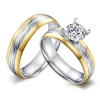 Δαχτυλίδι δάχτυλο ανοξείδωτου κυβικά ζιρκονία, Από ανοξείδωτο χάλυβα, επιχρυσωμένο, κοσμήματα μόδας & για άνδρες και γυναίκες & διαφορετικό μέγεθος για την επιλογή & με ζιργκόν, Sold Με PC