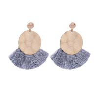Zinc Alloy Tassel Earring gold color plated dyed & for woman nickel lead & cadmium free 55*50mm Sold By Pair