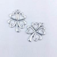 Tibetan Style Clover Pendant, Four Leaf Clover, antique silver color plated, hollow, nickel, lead & cadmium free, 28x23x2mm, Hole:Approx 1mm, 100PCs/Bag, Sold By Bag