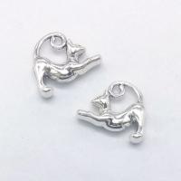 Zinc Alloy Animal Pendants Cat antique silver color plated nickel lead & cadmium free Approx 1mm Sold By Bag