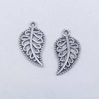 Tibetan Style Leaf Pendants, antique silver color plated, hollow, nickel, lead & cadmium free, 19x10x1.50mm, Hole:Approx 1mm, 100PCs/Bag, Sold By Bag