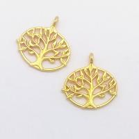 Tibetan Style Hollow Pendants, Tree, gold color plated, nickel, lead & cadmium free, 27x27x2.40mm, Hole:Approx 1mm, 100PCs/Bag, Sold By Bag