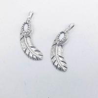 Tibetan Style Feather Pendants, antique silver color plated, nickel, lead & cadmium free, 30x8x5mm, Hole:Approx 1mm, 100PCs/Bag, Sold By Bag