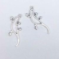 Tibetan Style Animal Pendants, Gecko, antique silver color plated, vintage & cute & fashion jewelry & DIY & hollow, nickel, lead & cadmium free, 32x12x2mm, Hole:Approx 1mm, 100PCs/Bag, Sold By Bag