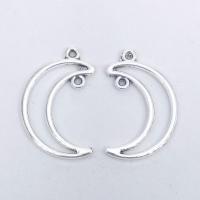 Zinc Alloy Moon antique silver color plated vintage & fashion jewelry & DIY & 1/1 loop & hollow nickel lead & cadmium free Approx 1mm Sold By Bag