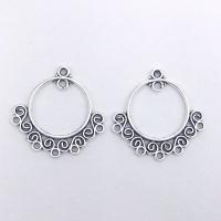 Tibetan Style Connector, Round, antique silver color plated, vintage & fashion jewelry & DIY & 2/5 loop & hollow, nickel, lead & cadmium free, 23x23x1.40mm, Hole:Approx 1mm, 100PCs/Bag, Sold By Bag