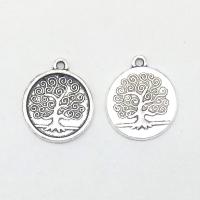 Tibetan Style Flat Round Pendants, antique silver color plated, vintage & fashion jewelry & DIY, nickel, lead & cadmium free, 20x17x1.80mm, Hole:Approx 1mm, 100PCs/Bag, Sold By Bag