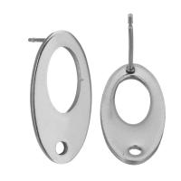 Stainless Steel Earring Stud Component, 304 Stainless Steel, polished, DIY & with loop, original color, 18.5x9.5x12mm,0.5mm, Hole:Approx 1.5mm, 200PCs/Bag, Sold By Bag