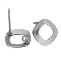 Stainless Steel Earring Stud Component, 304 Stainless Steel, polished, DIY & with loop, original color, 9.5x10x12mm,0.5mm, Hole:Approx 2mm, 200PCs/Bag, Sold By Bag