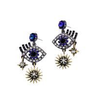 Tibetan Style Drop Earring, with Crystal, plated, vintage & for woman & faceted & with rhinestone, nickel, lead & cadmium free, 55*30mm, Sold By Pair